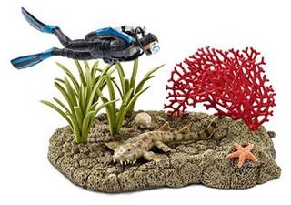 Schleich Игровой набор Риф под водой с дайвером 42328