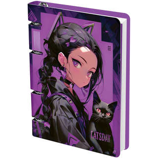 Тетрадь на кольцах А5, 100 листов, в клетку, MESHU 'Catsday'