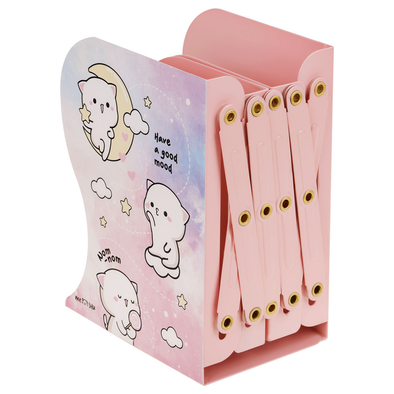 Подставка для книг MESHU 'Cute kittens', металлическая, 3 отделения, раздвижная