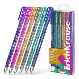 Набор из 6-ти гелевых ручек ErichKrause G-CubeR Stick Glitter...