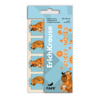 Клейкие закладки бумажные ErichKrause Happy Capy, 25х67 мм, 8...