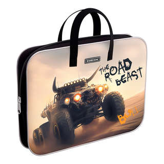 Папка текстильная на молнии ErichKrause с ручками Road Beast,...