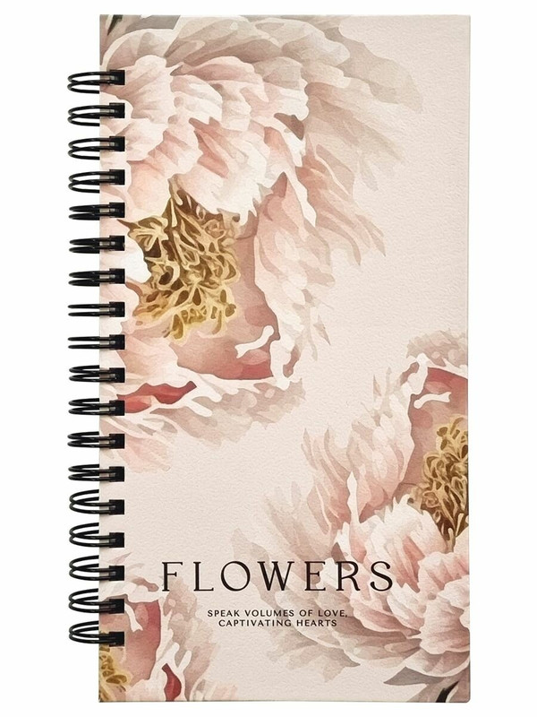 Маленький блокнот для записей на спирали beSmart 'Peony', А6 на 100 листов в клетку, твердая обложка