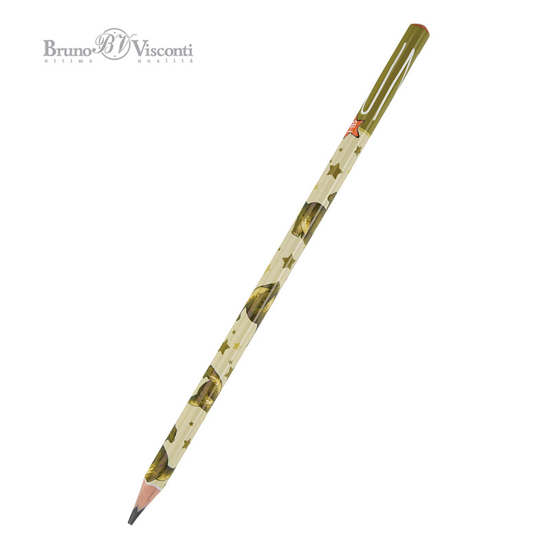 Карандаш чернографитовый, HB, пластик, трехгранный, BrunoVisconti Fun Динозавр, с ластиком