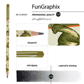 Карандаш чернографитовый, HB, пластик, трехгранный, BrunoVisconti Fun Динозавр, с ластиком 3