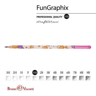 Карандаш чернографитовый, HB, пластик, трехгранный, BrunoVisconti Fun Корги, с ластиком 2