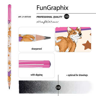 Карандаш чернографитовый, HB, пластик, трехгранный, BrunoVisconti Fun Корги, с ластиком 3