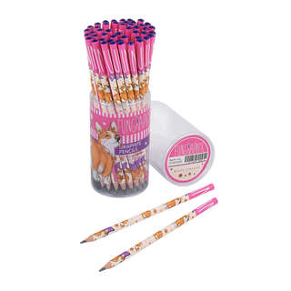 Карандаш чернографитовый, HB, пластик, трехгранный, BrunoVisconti Fun Корги, с ластиком 4