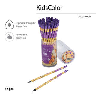 Карандаш чернографитовый, HB, пластик, трехгранный, BrunoVisconti Kids Лисенок, с ластиком 4