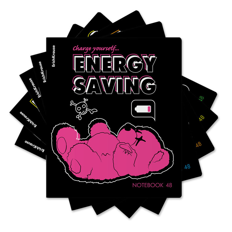 Тетрадь 48 листов в клетку, ErichKrause Low Battery, клетка, ассорти. Цена за 1 шт.