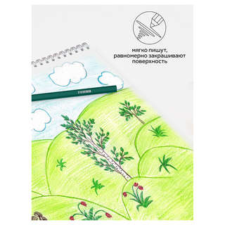 Карандаши акварельные 24 цвета, Гамма Классические шестигранные, заточенные, с кистью 6