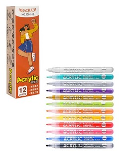 Маркеры акриловые 12 цветов, 1 мм, Baojue арт.1001-12