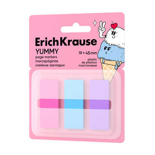 Клейкие закладки ErichKrause Yummy, 19x45 мм, 60 листов, 3 цв...