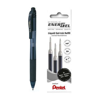 Ручка гелевая Pentel EnerGel BL107+LR7 + 3 черных стержня 0.7 мм