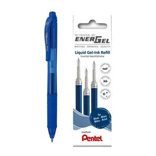 Ручка гелевая Pentel EnerGel BL107+LR7 + 3 синих стержня 0.7 мм
