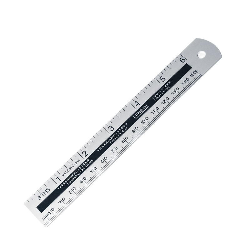 Линейка Alingar, 15 см, алюминевая, 2 шкалы см/дюйм