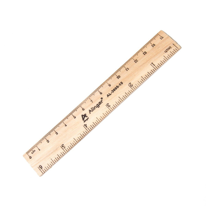Линейка Alingar, 15 см, деревянная, 2 шкалы см/дюйм