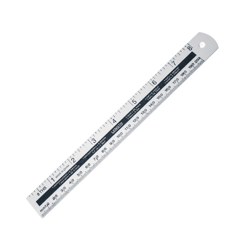 Линейка Alingar, 20 см, алюминиевая, 2 шкалы см/дюйм