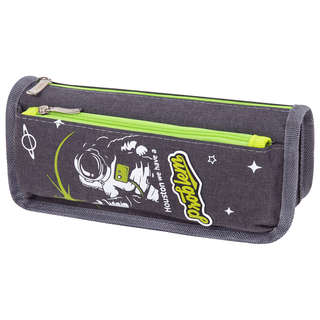 Пенал мягкий Космонавт: 2 отделения на молнии, полиэстер, сер...
