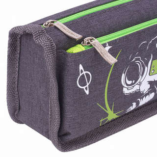 Пенал мягкий Космонавт: 2 отделения на молнии, полиэстер, серый, Юнландия 4