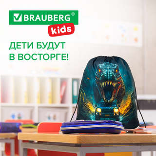 Мешок для обуви Brauberg Kids 'Dino chase', 42х34 см, с петлей 10