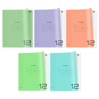 Тетрадь школьная 12 листов в линию, обложка пластик, BG 'UniT...