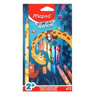 Карандаши цветные, 12 цветов, Maped Jungle Fever Jumbo, пласт...
