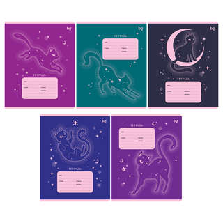 Тетрадь 12 листов в клетку, BG 'На луне', блестки, 70г/м2, в ...