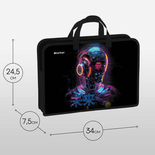 Папка с ручками А4, 1 отделение, Berlingo 'Cyberpunk', пластик, на молнии 3