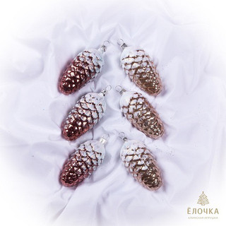 Набор 'Шишки сосновые' из 6 украшений по 9 см, стекло, артику...