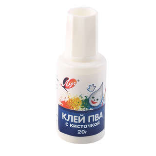 Клей ПВА, 20 мл, с кисточкой, Луч