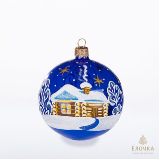 Шар 'Сторожка' стекло, 8.5 см, артикул С1449 (избушка)