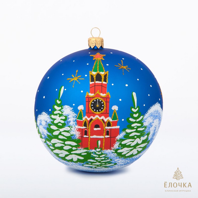 Шар 'Праздник', стекло, 11.5 см, артикул С1096 (Спасская башня)