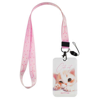Бейдж вертикальный MESHU 'Cute Cat', 110х70 мм, лента с караб...