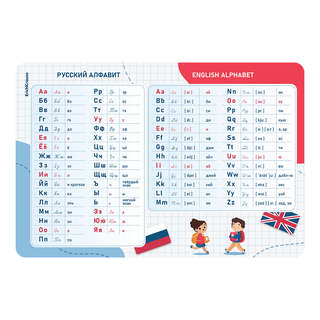 Подкладка настольная А3, пластик: русский и английский алфави...