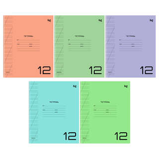 Тетрадь 12 листов в косую линию, BG 'UniTone. MIX', пластиков...