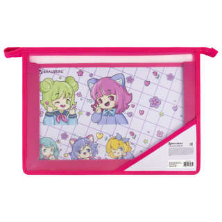 Папка для труда А4, 2 отделения, пластик, молния сверху, орга...