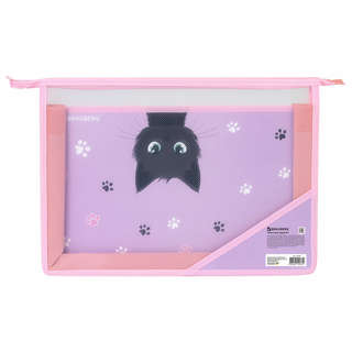 Папка для труда А4, 2 отделения, пластик, молния сверху, орга...