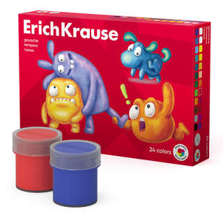 Гуашь 24 цвета по 20 мл, ErichKrause Jolly Friends