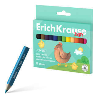 Цветные карандаши 12 цветов, деревянные ErichKrause Baby Jumb...