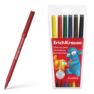 Фломастеры 6 цветов, ErichKrause Jolly Friends Super Washable