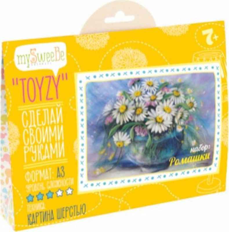 Картина шерстью Toyzy 'Ромашки' 20 х 20 см