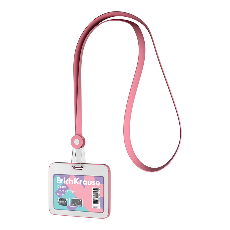 Бейдж горизонтальный с силиконовой лентой ErichKrause Pastel, книжка, розовый