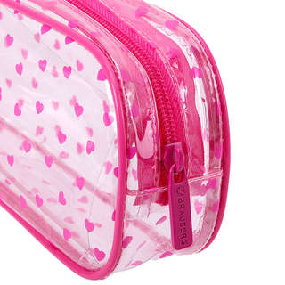 Пенал-косметичка на молнии, прозрачный, 'Hearts', 21х5х9 см, Brauberg 3