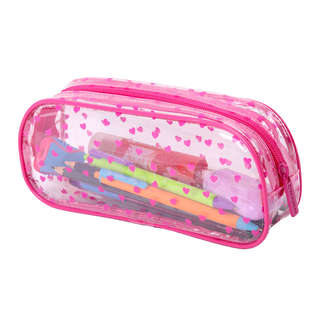 Пенал-косметичка на молнии, прозрачный, 'Hearts', 21х5х9 см, Brauberg 4