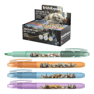 Текстмаркер ErichKrause Visioline V-15 Big City Cats, цвет ас...