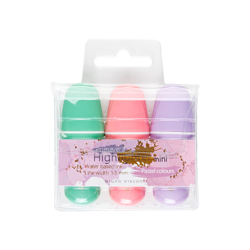 Текстовыделители набор 3 цвета: мятный, розовый, сиреневый BV Primavera mini
