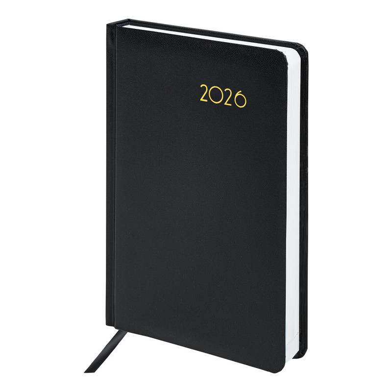 Ежедневник датированный 2026, А5, 138x213 мм, BRAUBERG 'Select', балакрон, черный