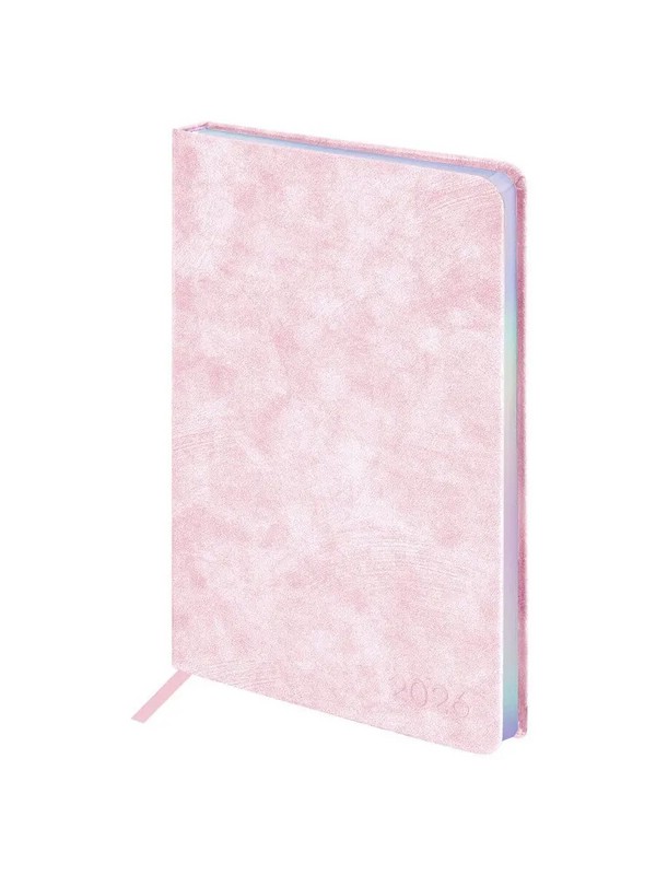 Ежедневник датированный 2026, А5, Brauberg Ice, под кожу, розовый