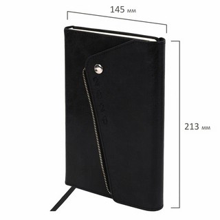 Ежедневник датированный 2026, А5 'Jacket' с клапаном, под кожу, черный 2